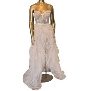 Elegant Cream Strapless Evening Gown